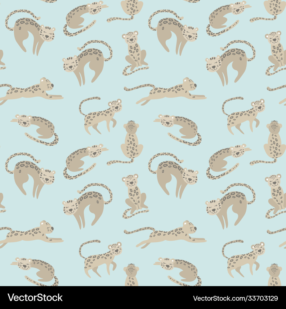 Leopard seamless pattern on blue background Leopard seamless pattern on blue background vector image