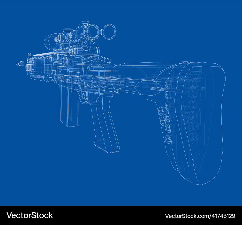 Machine gun rendering of 3d vector image