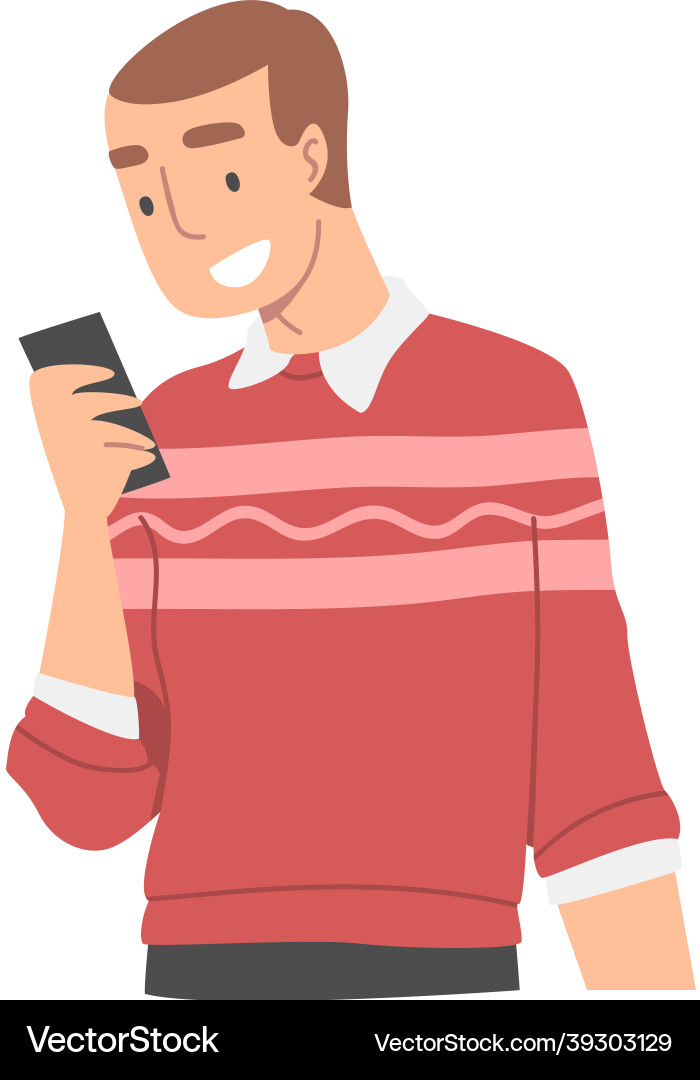 Man character receiving good news reading message vector image