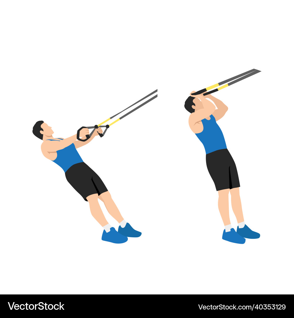 Man Doing TRX Bicep Curls vector image