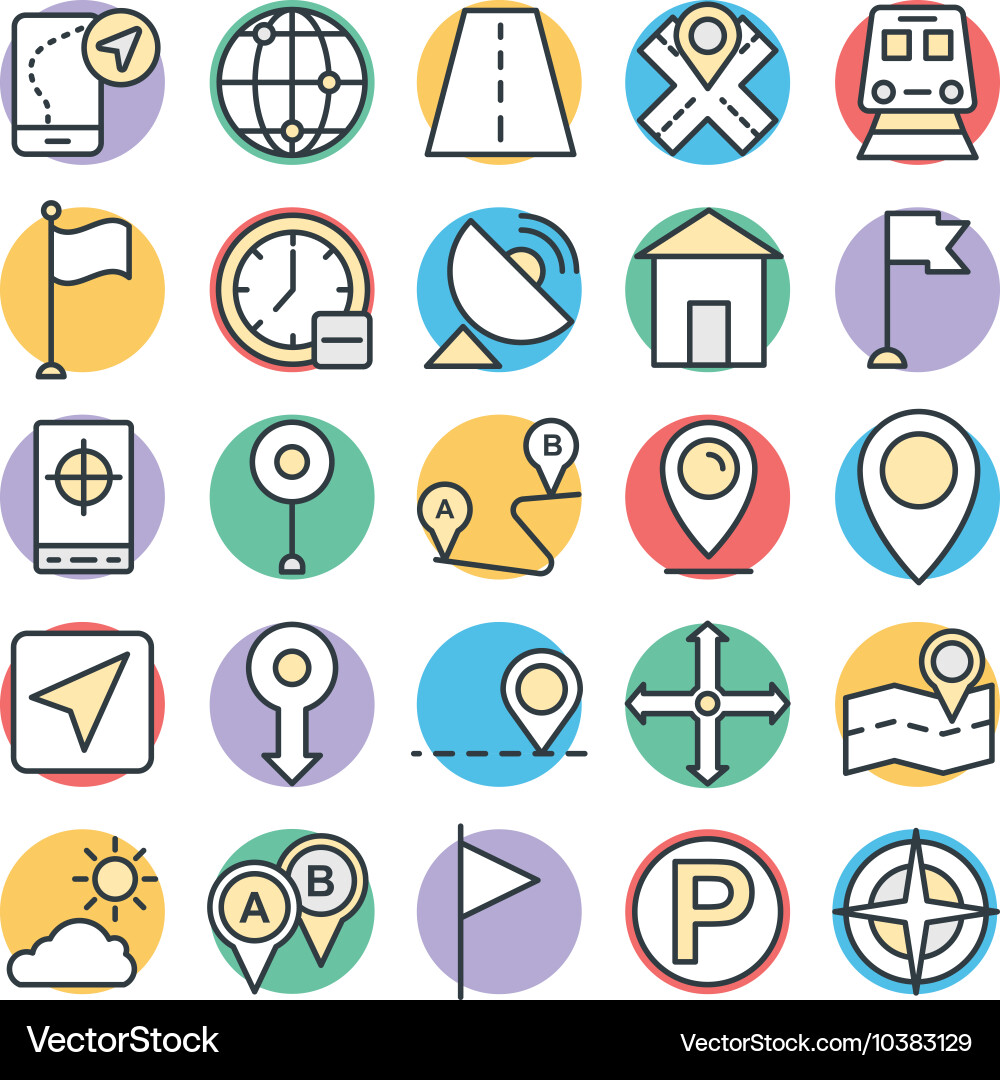 Map and navigation cool icons 1 vector image
