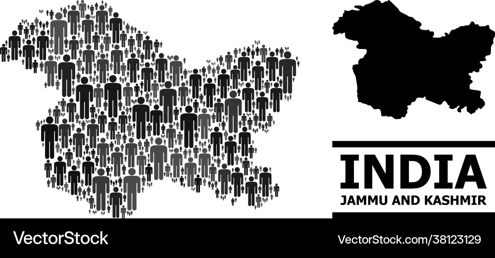 Men mosaic map jammu and kashmir state Men mosaic map jammu and kashmir state vector image