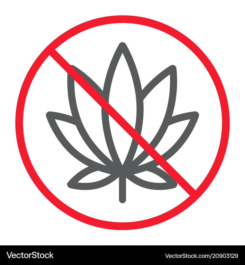 No marijuana line icon prohibition and forbidden No marijuana line icon prohibition and forbidden vector image