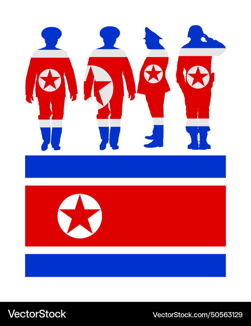 Nordkorea Flagge über Soldat Silhouette Nordkorea Flagge über Soldat Silhouette vektorbild
