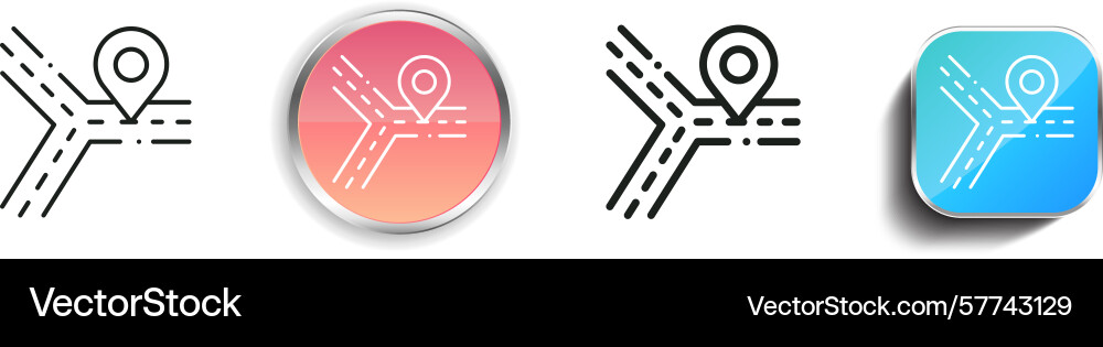 Roads icon thin linear regular and button style vector image