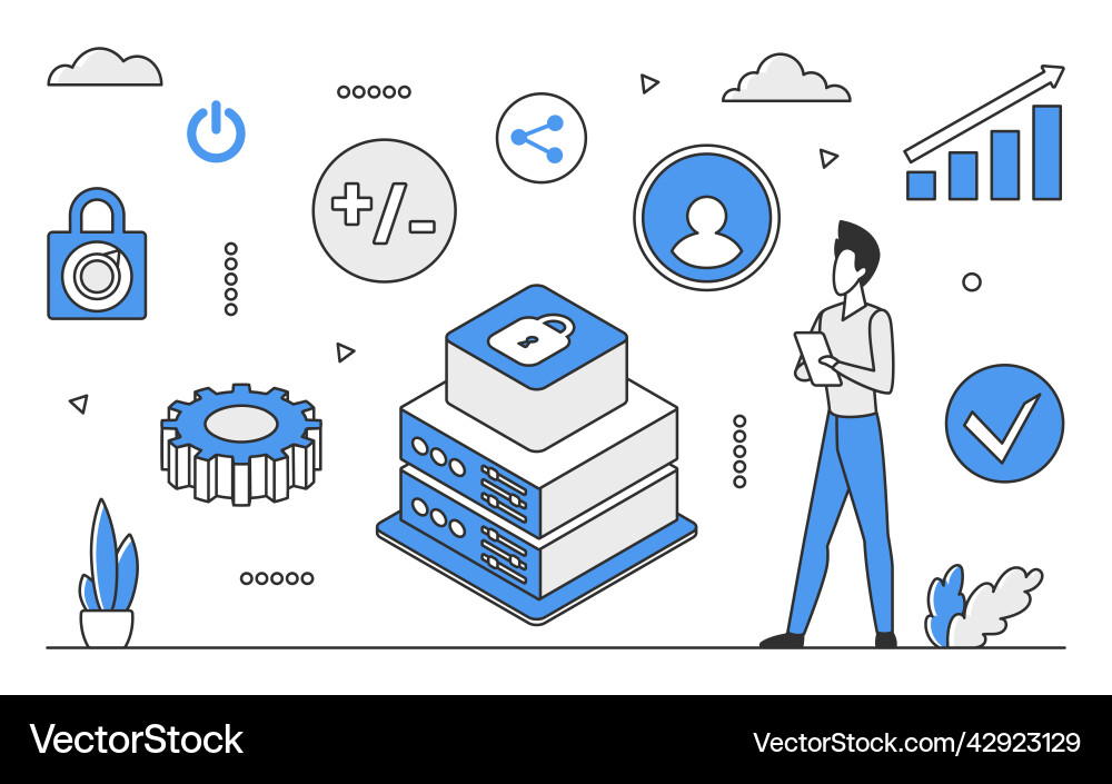 Server Security & Data Protection vector image