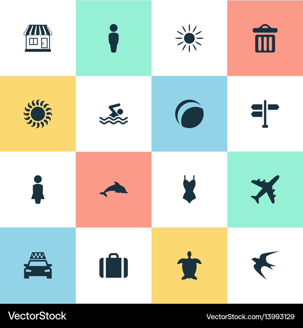 Set of simple seaside icons Set of simple seaside icons Vector Image