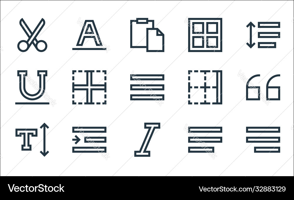 Text editor line icons linear set quality Text editor line icons linear set quality vector image