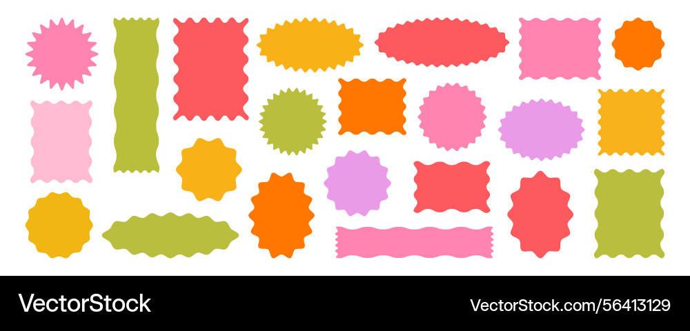 Wavy circular set oval and rectangular frame Wavy circular set oval and rectangular frame vector image