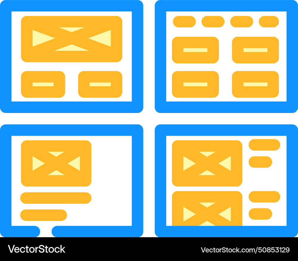 Wireframe ux ui design color icon vector image