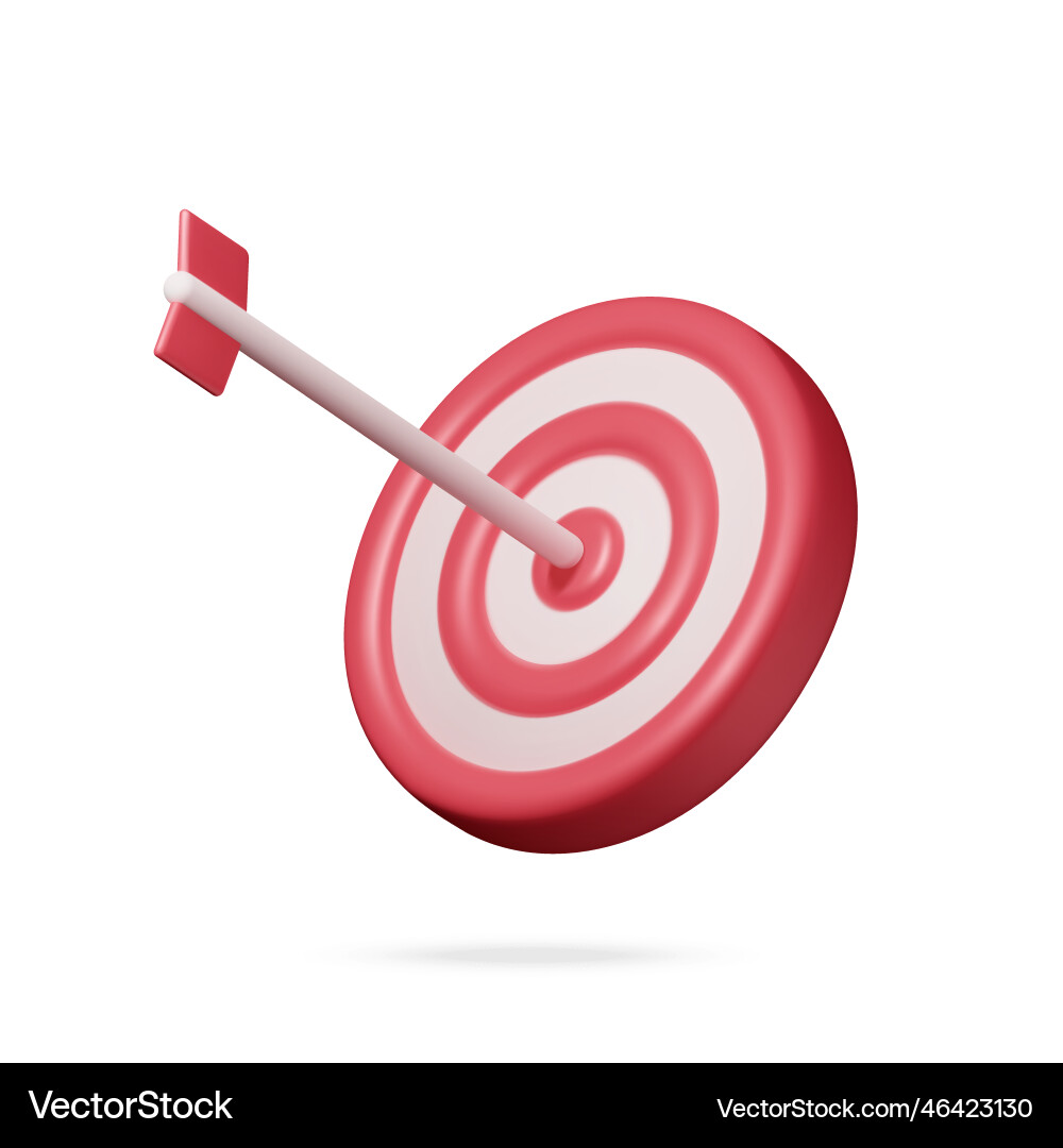 3d target with arrow in center icon 3d target with arrow in center icon vector image