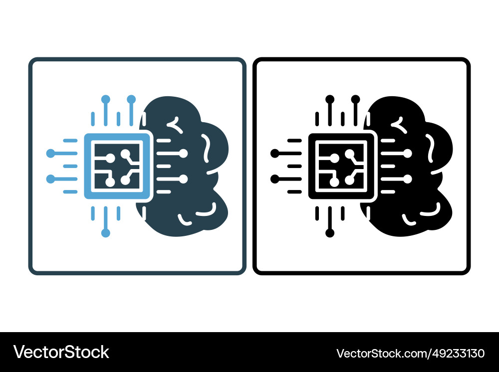 Artificial intelligence icon brain and cpu vector image