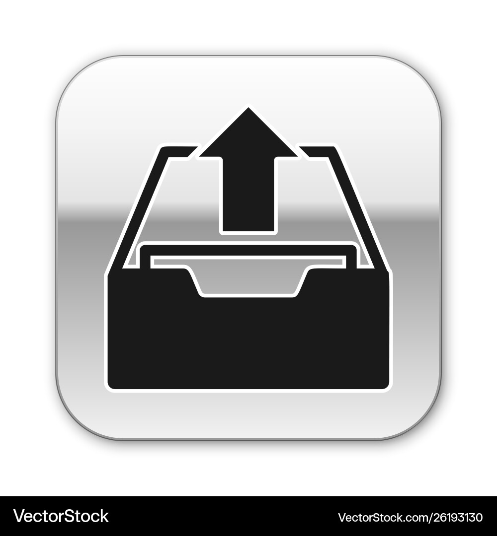 Black upload inbox icon isolated on white Vector Image