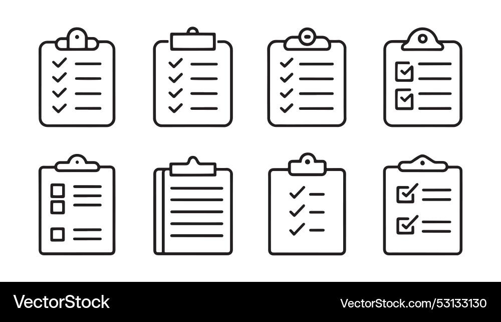 Clipboard web icons in line style checklist Clipboard web icons in line style checklist vector image