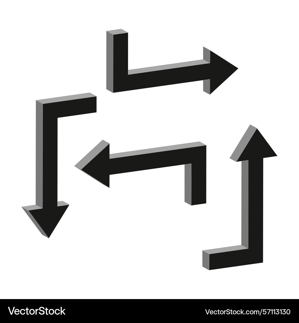 Curved arrow path directional flow symbol Curved arrow path directional flow symbol vector image