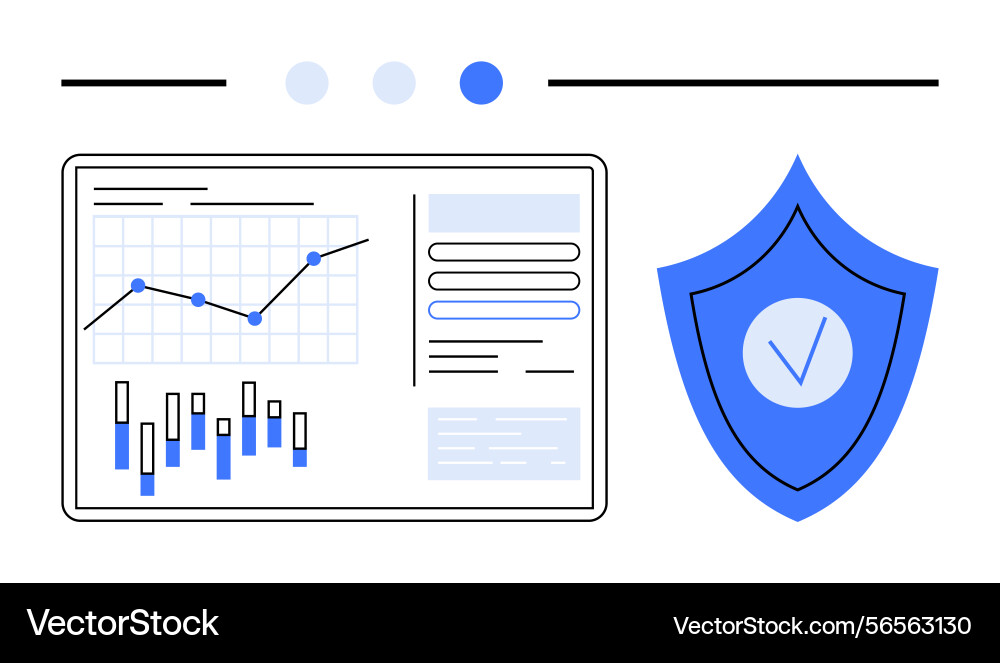 Dashboard with data visualizations and security Dashboard with data visualizations and security vector image
