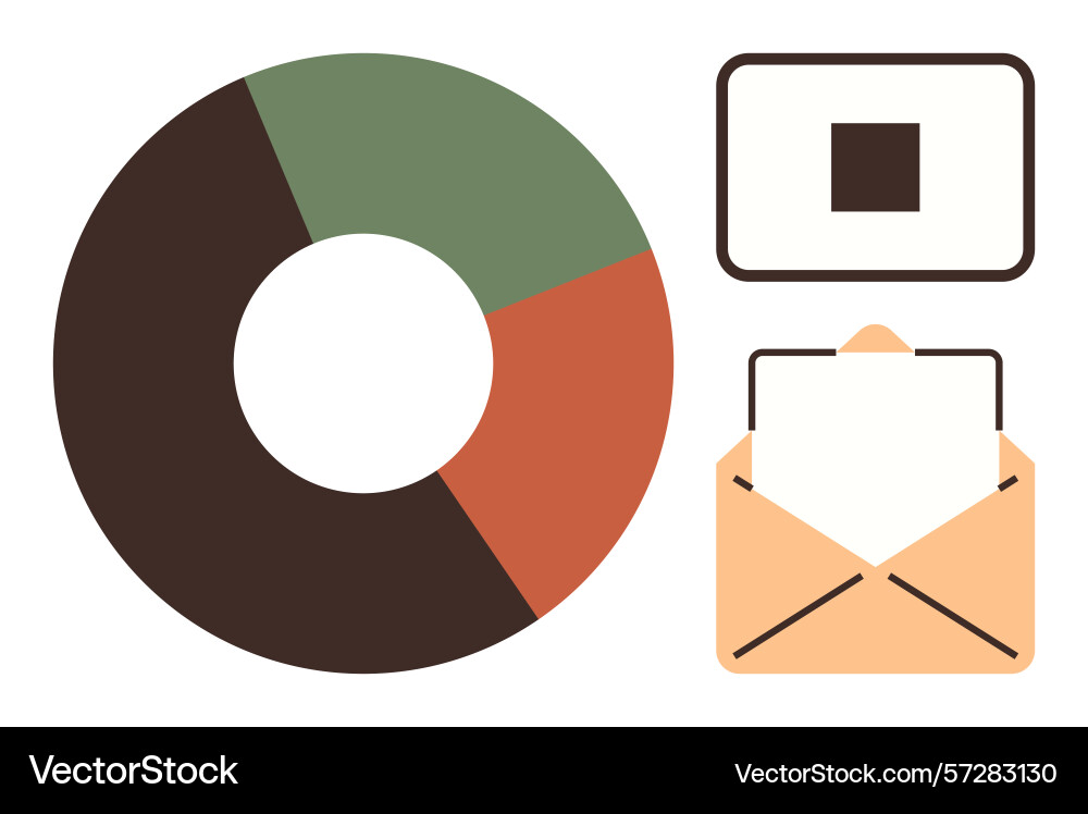 Data analysis with pie chart envelope Data analysis with pie chart envelope vector image