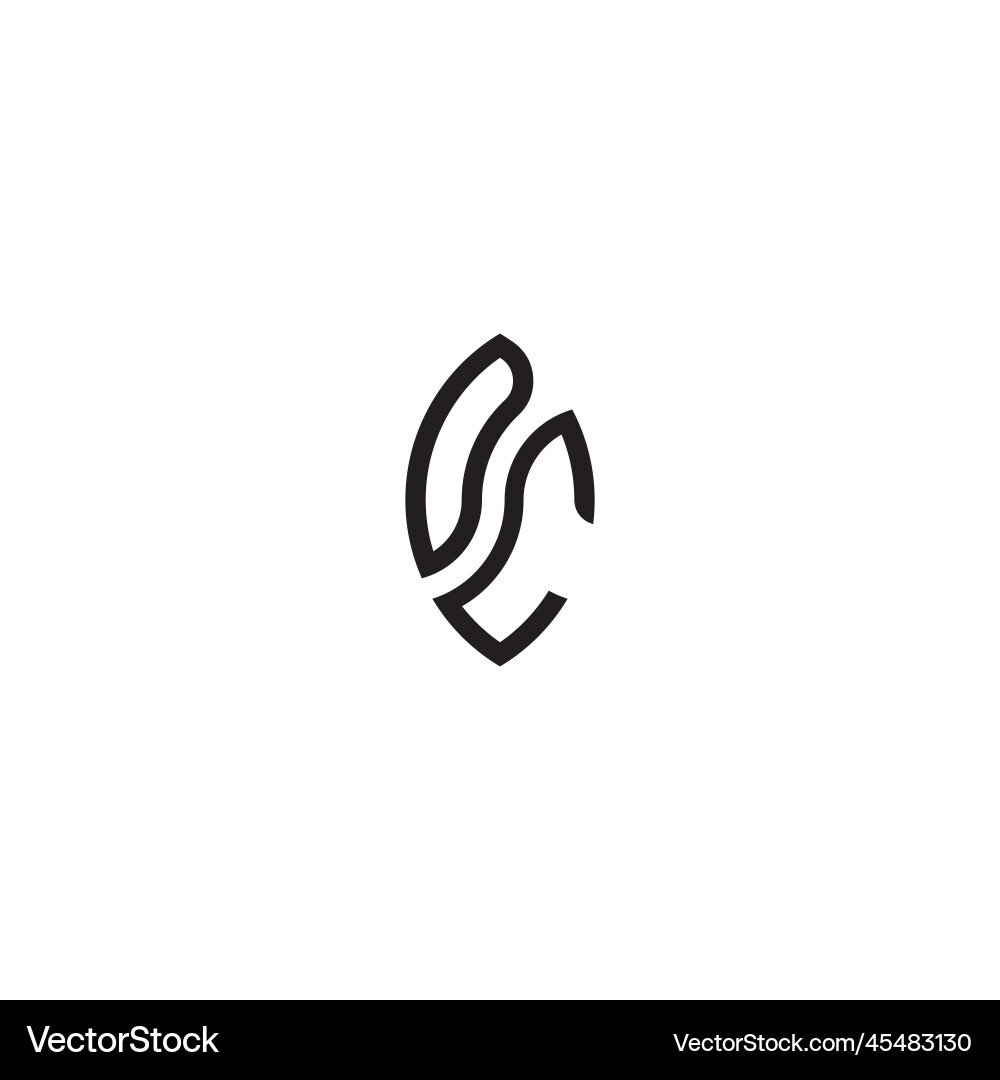 Dc leaf shape line initial concept with high Dc leaf shape line initial concept with high vector image