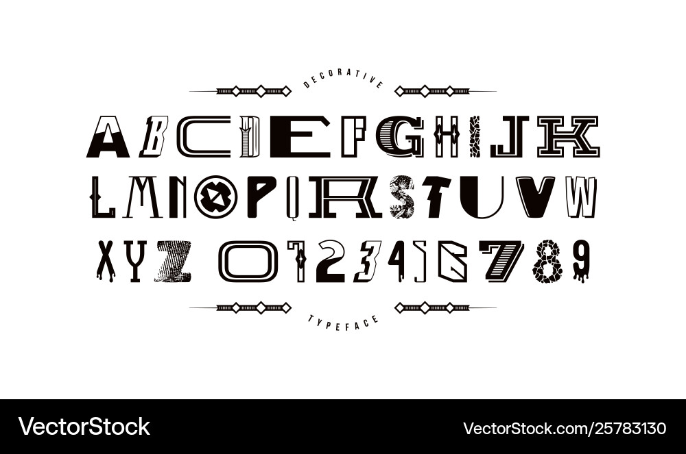 Decorative font different styles Decorative font different styles vector image