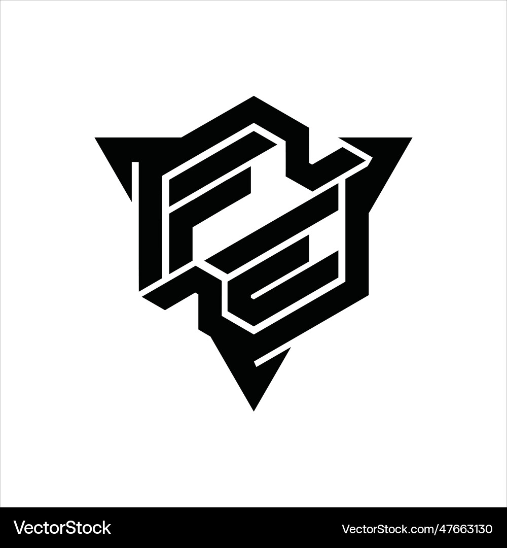 Fe logo monogram hexagon shape with triangle vector image