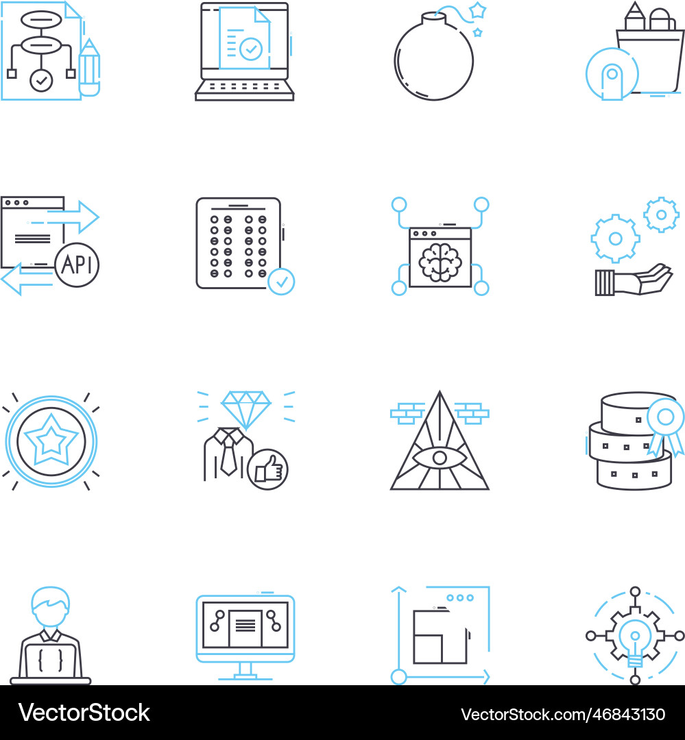 Figures linear icons set shapes numbers forms Figures linear icons set shapes numbers forms vector image