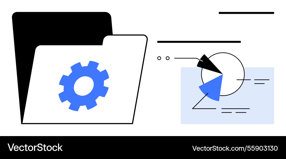 File folder with gear and abstract data File folder with gear and abstract data vector image