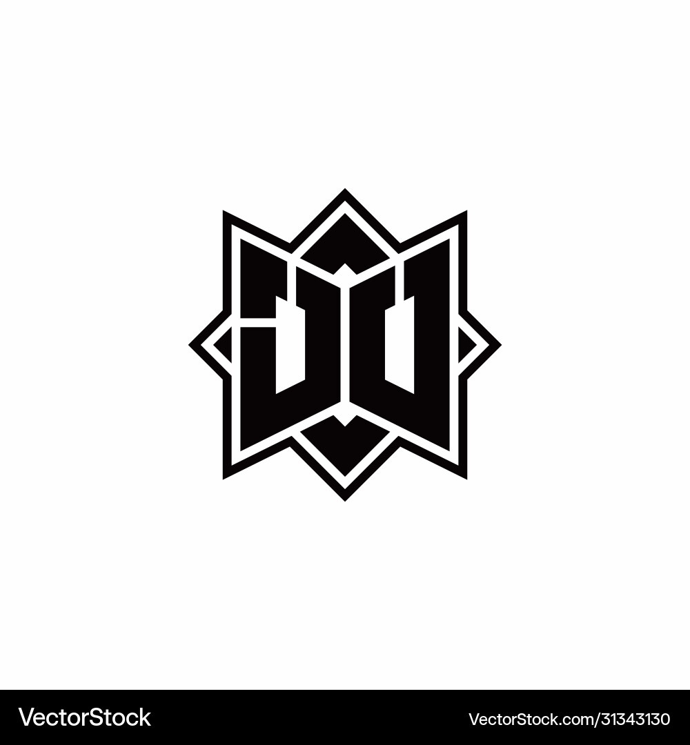 Ju monogram logo with square rotate style outline Ju monogram logo with square rotate style outline vector image