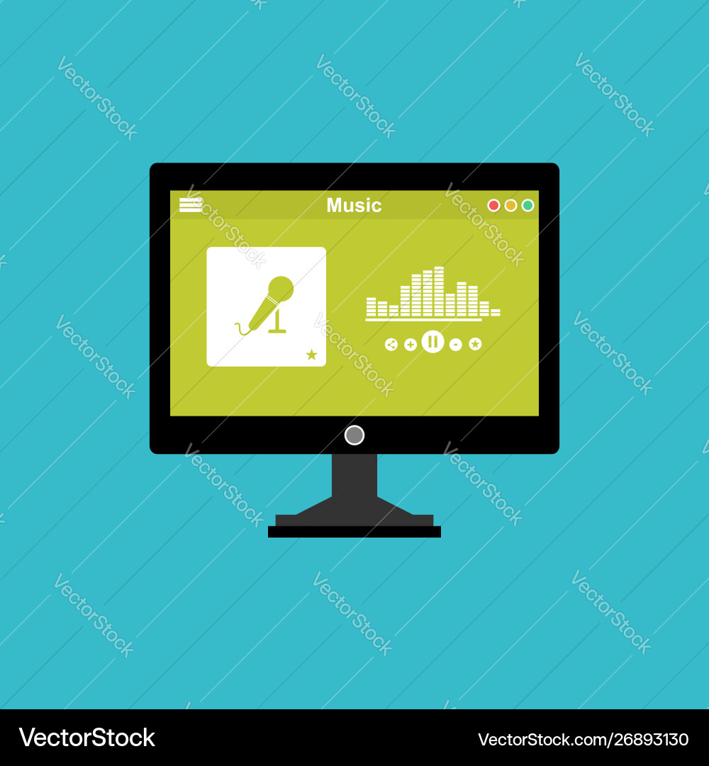 Media player application app template with flat Media player application app template with flat vector image