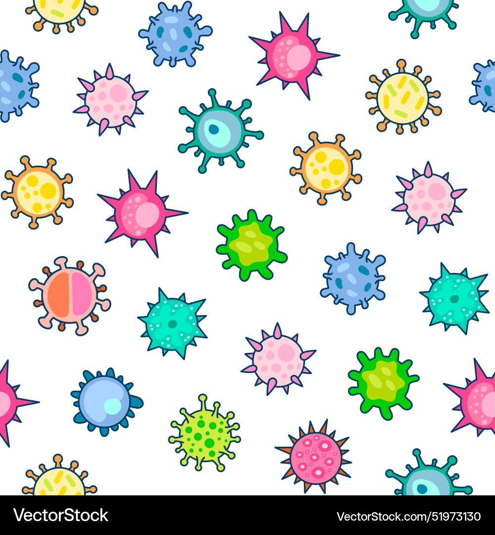 Microbes and pathogen seamless pattern vector image