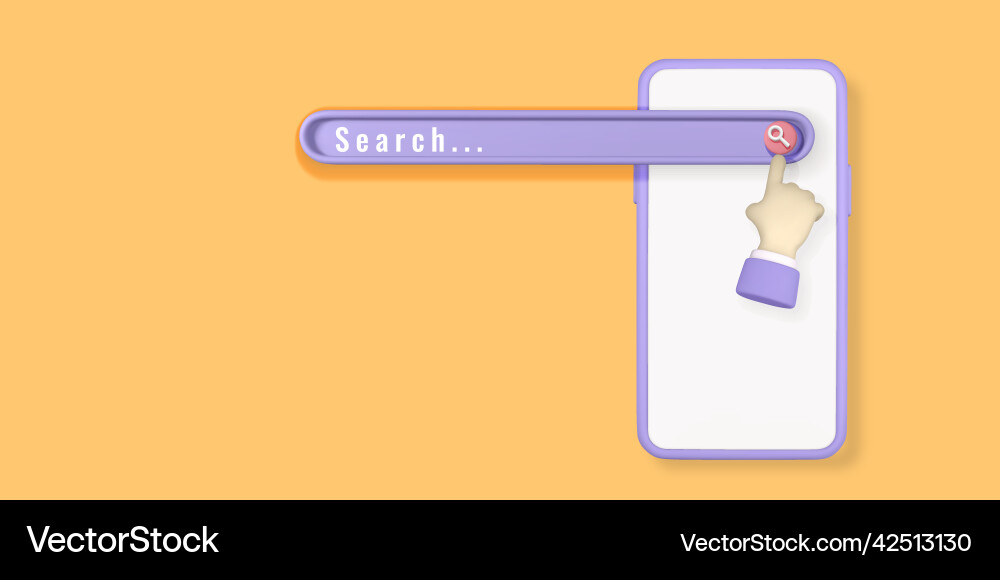 Realistic 3d phone with search bar element Realistic 3d phone with search bar element vector image