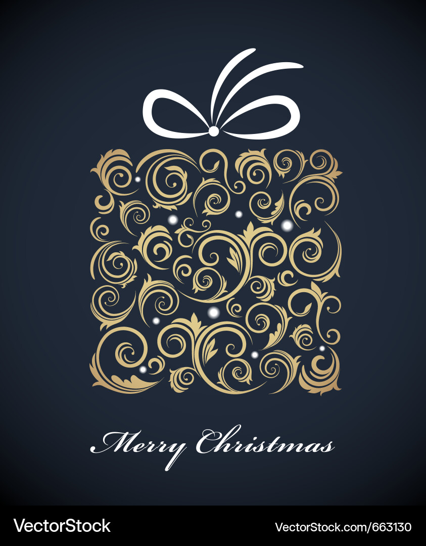 Retro Christmas Gift Box Vector Image