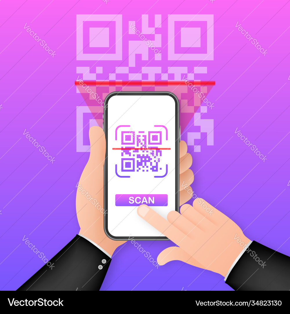 Scan qr code to mobile phone electronic digital Scan qr code to mobile phone electronic digital vector image