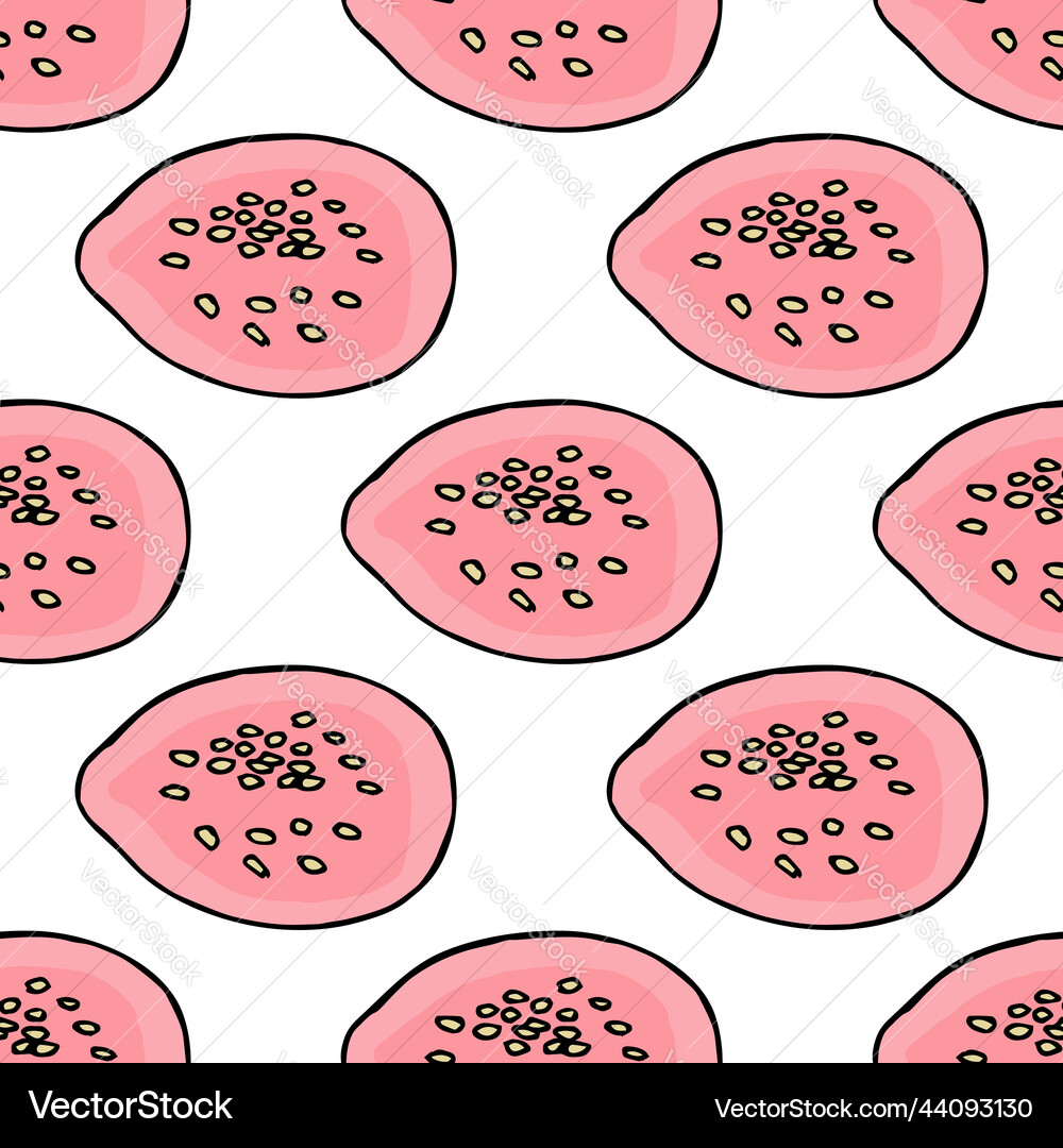 Seamless pattern with half a guava seeds Vector Image