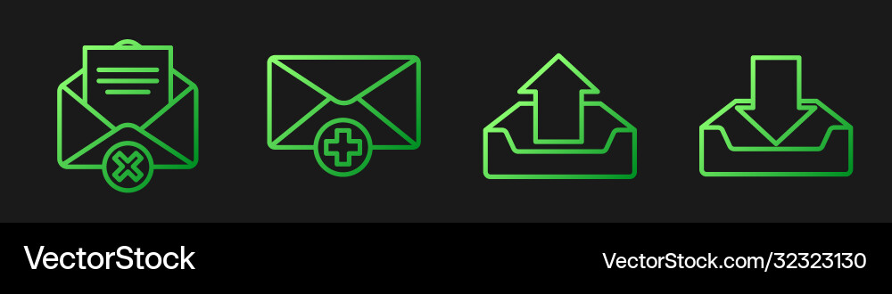 Set line upload inbox delete envelope received Set line upload inbox delete envelope received vector image