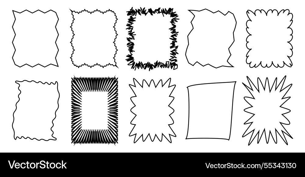 Set of jagged line rectangle forms isolated Set of jagged line rectangle forms isolated vector image