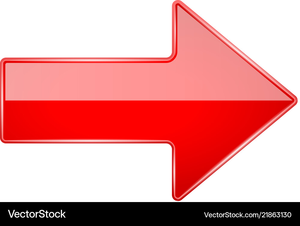 Shiny Red 3D Arrow Pointer Vector Image