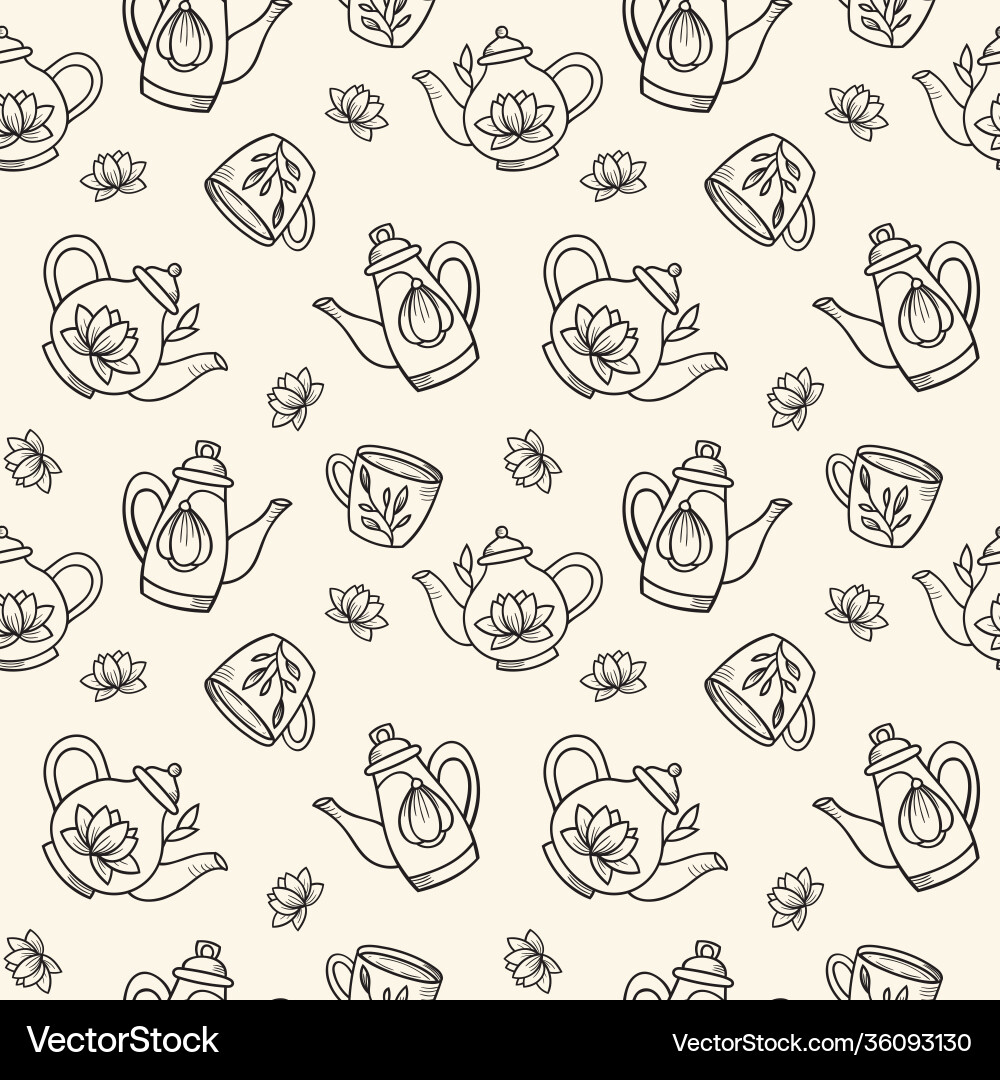 Teapot seamless repeat pattern background vector image