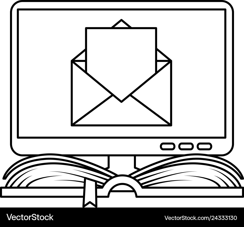 Text book with computer and email Text book with computer and email vector image