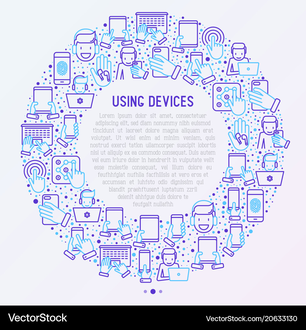 Using devices concept in circle Using devices concept in circle vector image