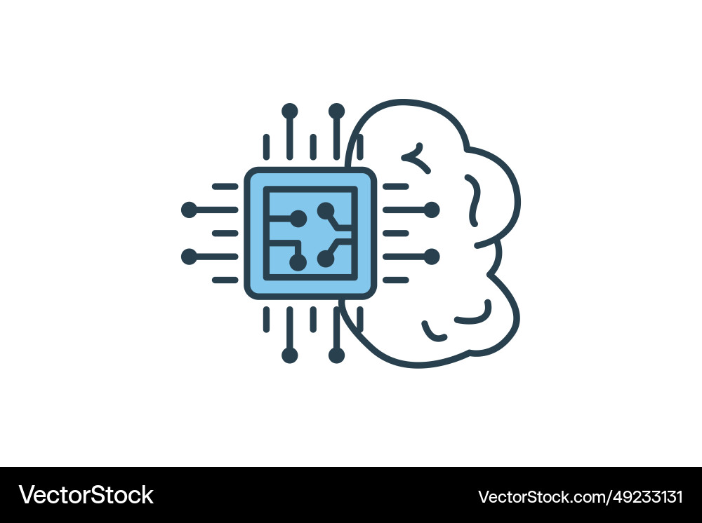 Artificial intelligence icon brain and cpu Artificial intelligence icon brain and cpu vector image