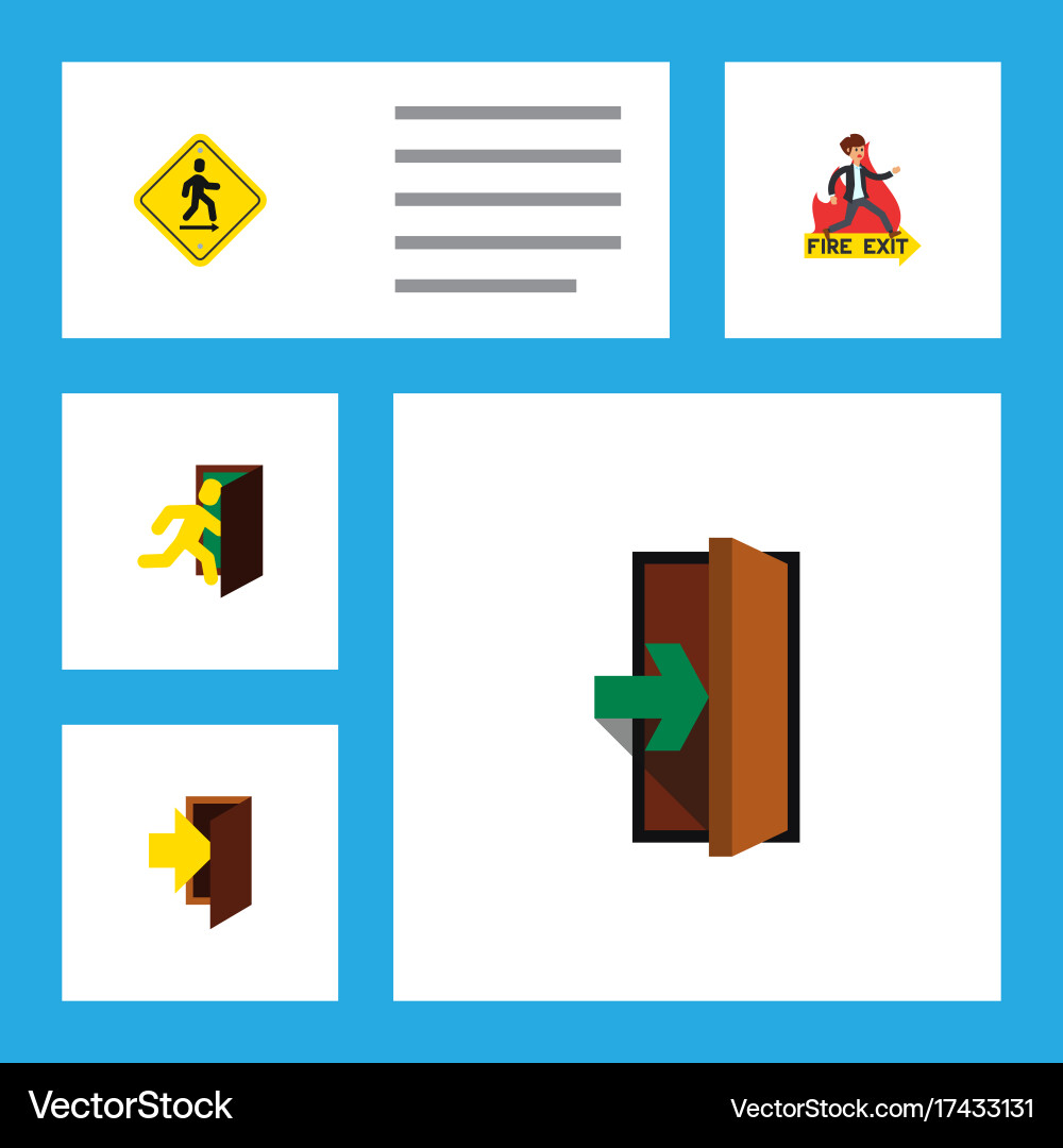 Flat icon exit set of entry direction pointer vector image