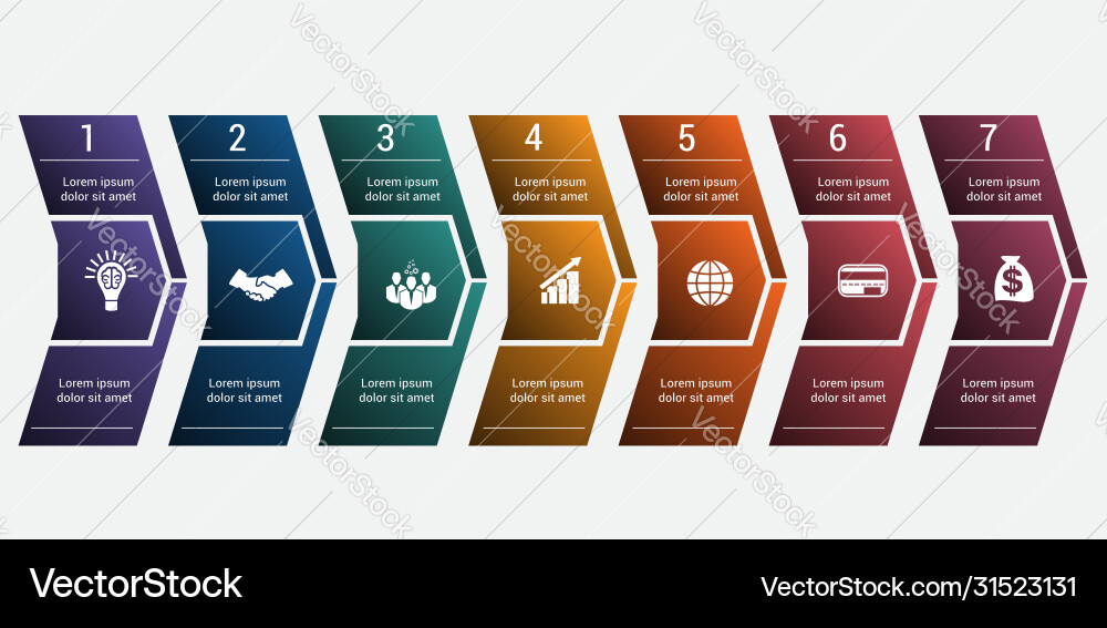 Horizontal numbered color arrows for text Horizontal numbered color arrows for text vector image