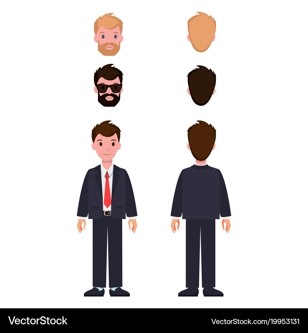 Man constructor set of cartoon characters in suit vector image