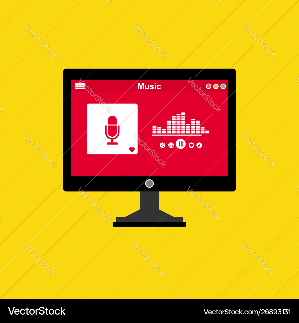 Media player application app template with flat Media player application app template with flat vector image