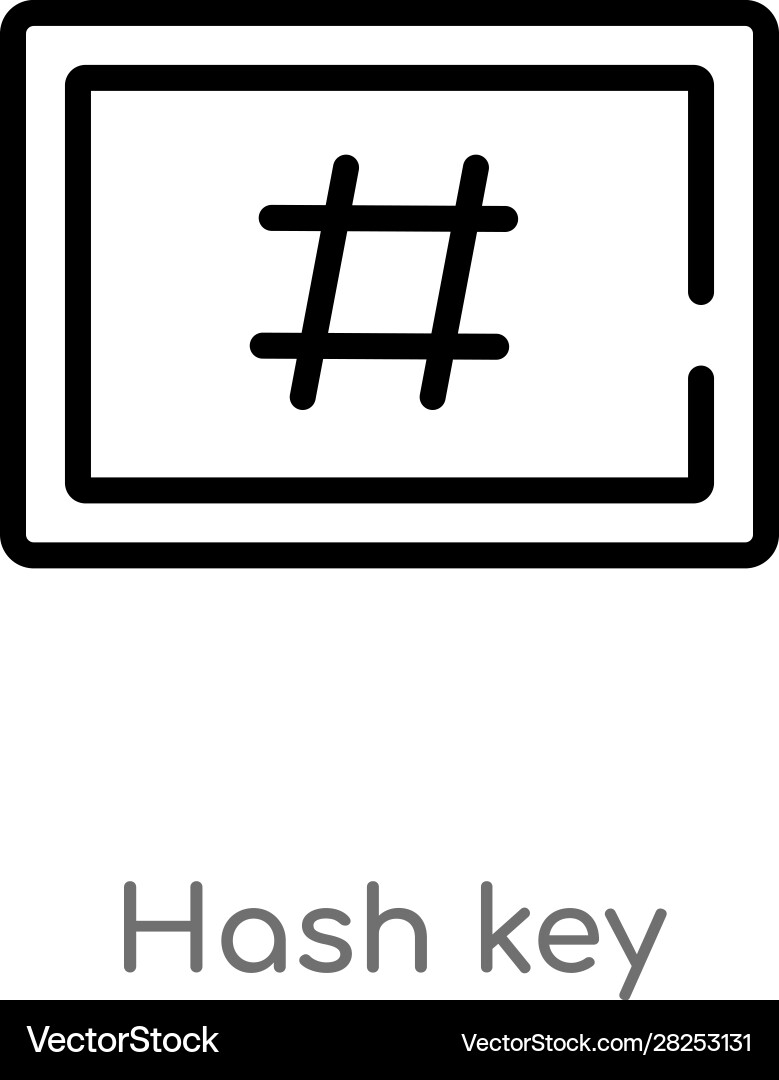 Outline hash key icon isolated black simple line Vector Image