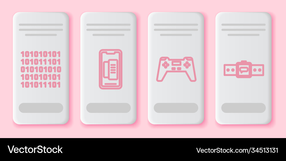 Set line binary code smartphone mobile phone Set line binary code smartphone mobile phone vector image