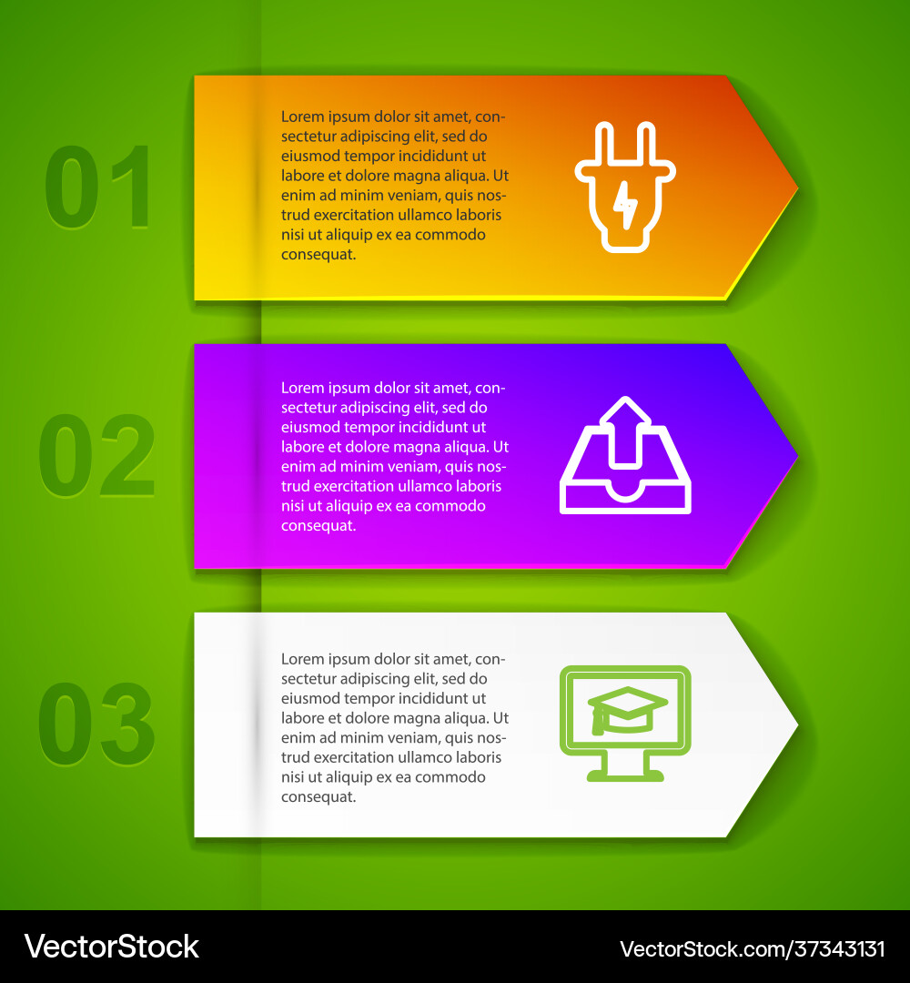 Set line electric plug upload inbox monitor Set line electric plug upload inbox monitor vector image