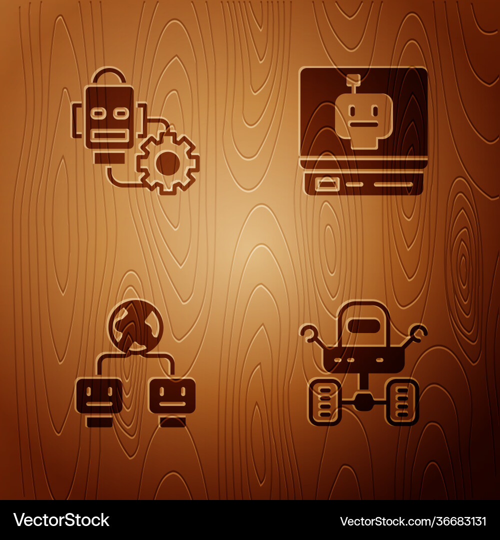 Set mars rover robot setting artificial Set mars rover robot setting artificial vector image