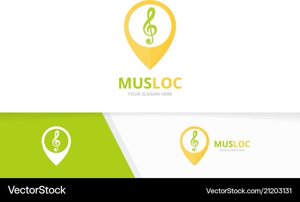 Treble clef and map pointer logo Treble clef and map pointer logo vector image