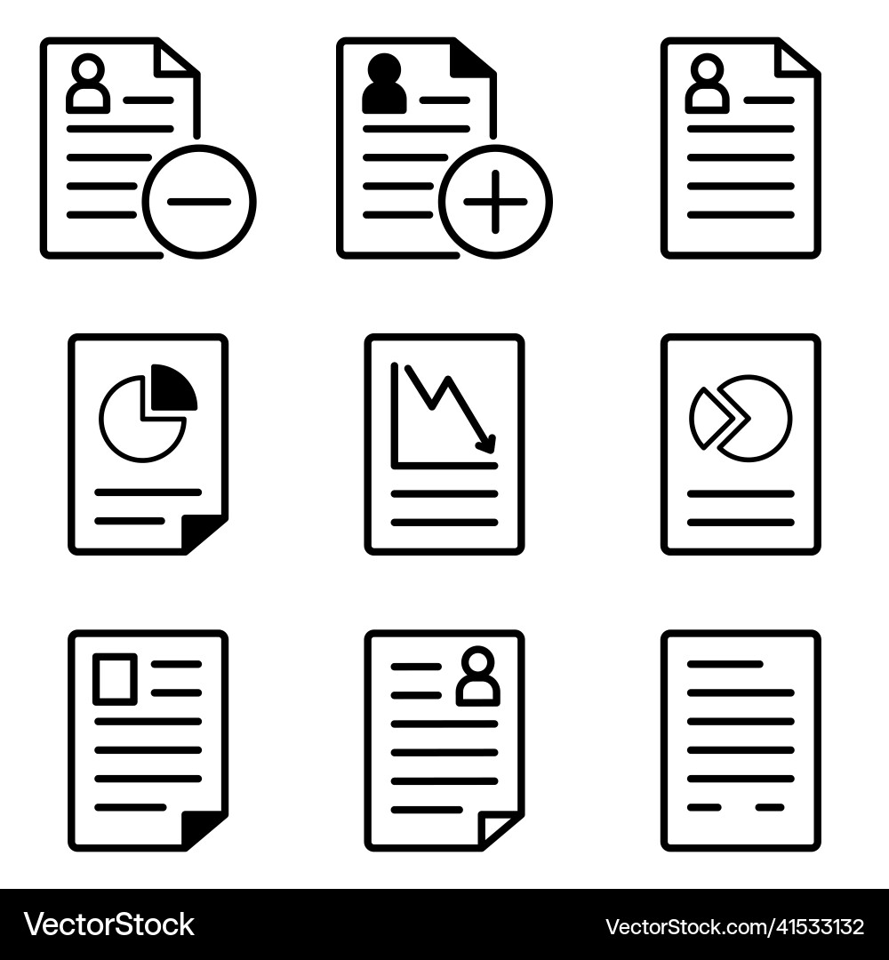 Docs flat icon set isolated on white background Docs flat icon set isolated on white background Vector Image